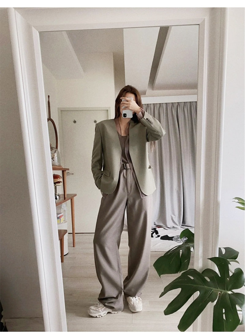 French Vintage V-Neck Suit Two-Piece