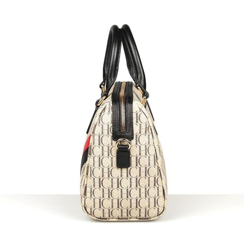 クラシックな女性用大容量ボストンハンドバッグ