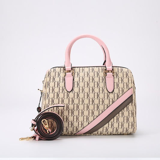 クラシックな女性用大容量ボストンハンドバッグ