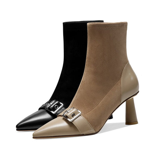 Office Lady Boots Fashion Belt Buckle