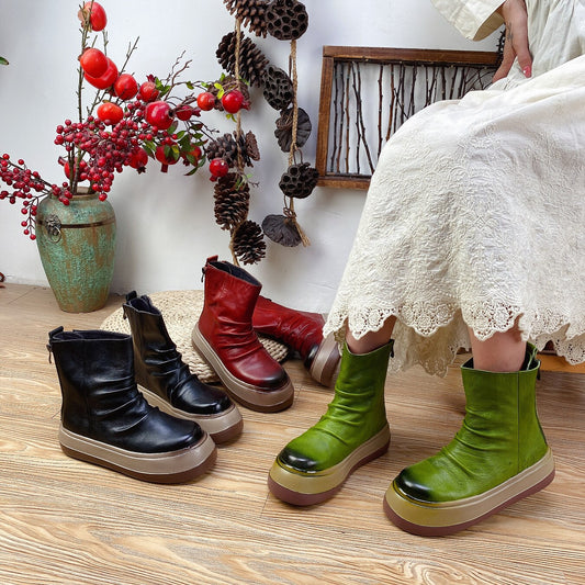 Concise Handmade Leisure Ankle Boots