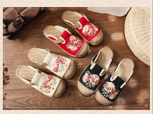 Women Slippers Embroider Summer