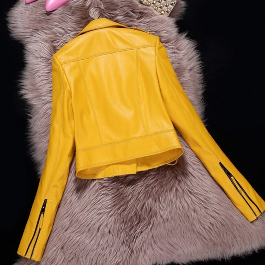 ショート本革ジャケット レディース