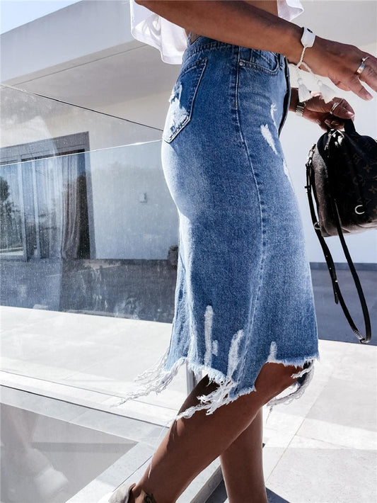 Women High Waist Denim Skirt