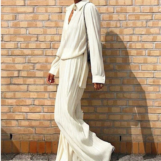 Women Wide Legs Pants Two Piece