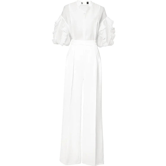 レディース ゆったり ブラウス+パンツ エレガント