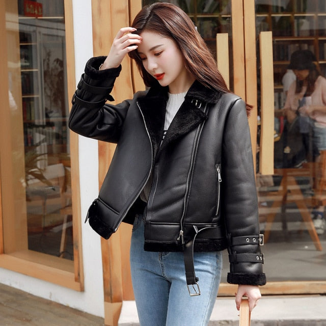 Thick Stand Motorcycle Bomber Short Jacket