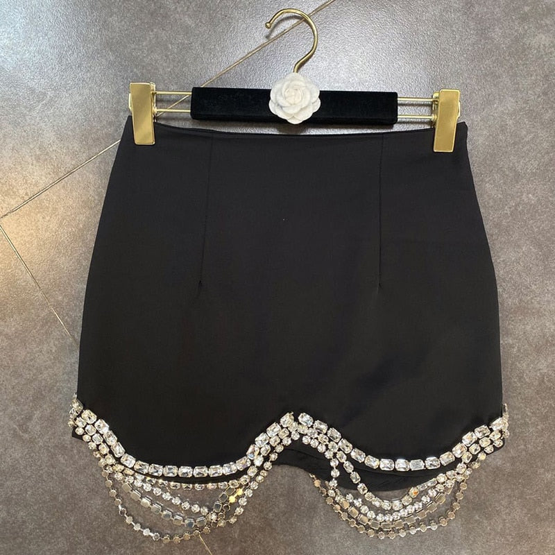 ツーピースセット レディース ノッチ付きショートブレザー ハイウエストスカート