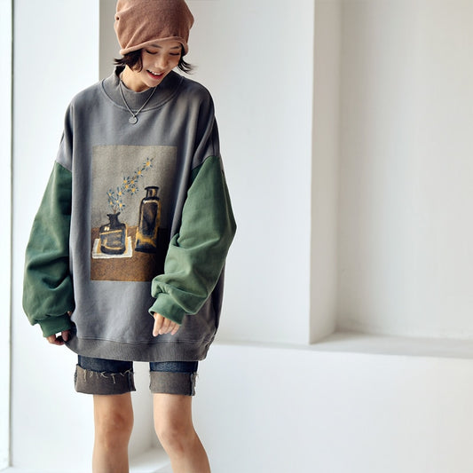 プリント ゆったり ハイカラー ふわふわ フリース 女性