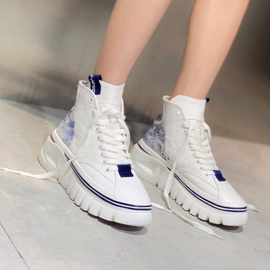 本革ハイトッププラットフォームレディーススニーカー