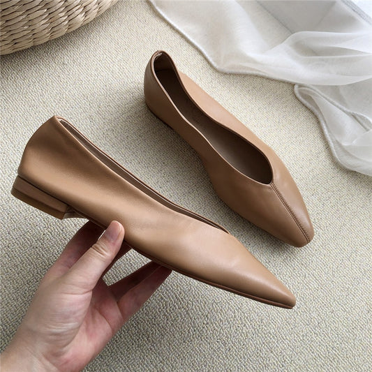 Women Natural Genuine Leather Flat Shoes