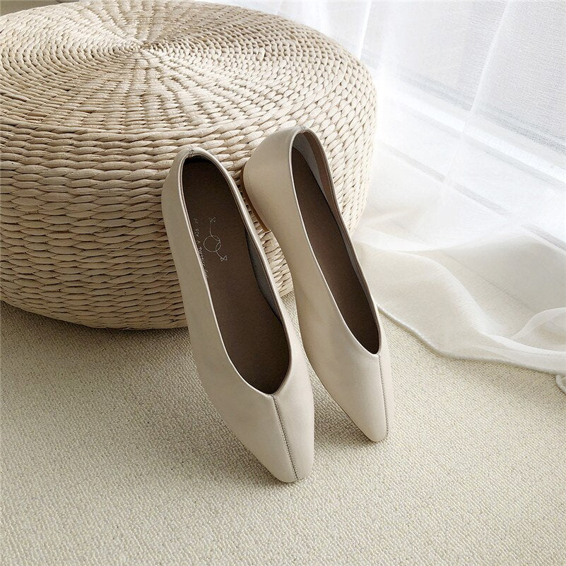 Women Natural Genuine Leather Flat Shoes
