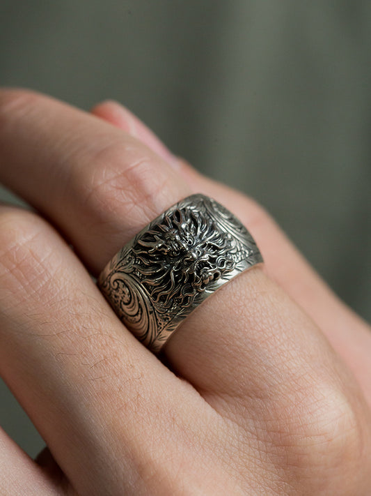 ドミナトリックス ドラゴンヘッド リング メンズ 925 シルバー ゾディアック