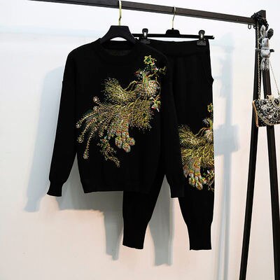 Women Outfits Peacock Beaded Suit