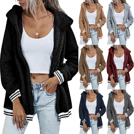 Winter Women Pockets Warm Fur Coat