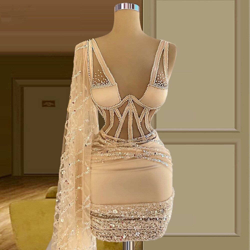 Champagne Luxury Sexy Short Party Dresses LiveTrendsX Champagne Luxury Sexy Short Party Dresses LiveTrendsX