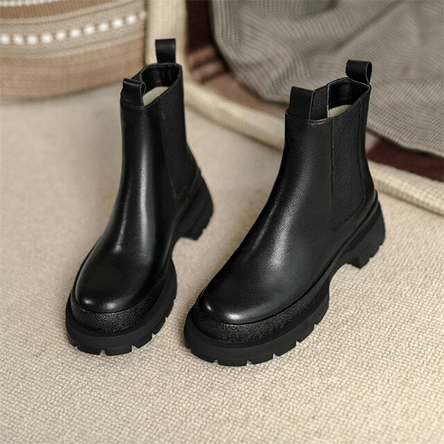 Women Genuine Leather Chelsea Boots