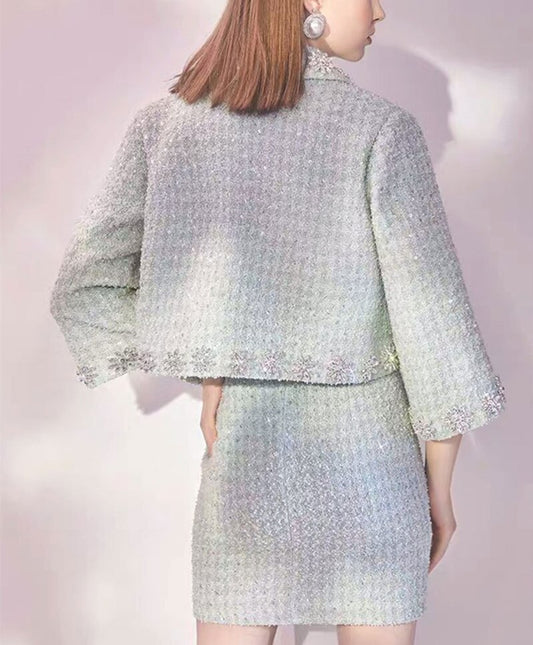 Women's High quality Crystal Tweed coat