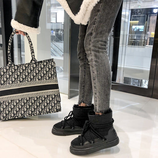 ラウンドトゥ スリッポン クロスタイ ファッション ブーティ レディース ボート