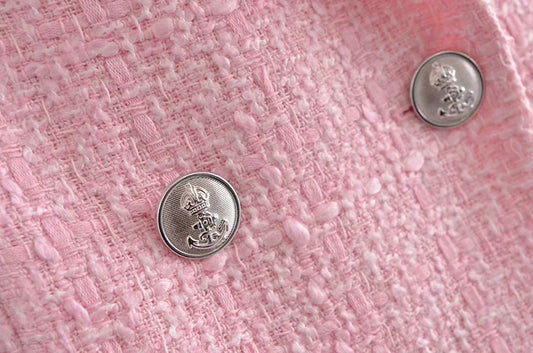 Knitted Tweed Pink Winter Blaze Coat Women