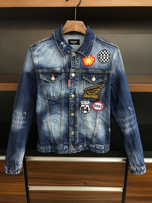 Mens Trendy Fashion Ripped Denim Jacket