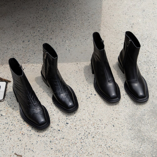 本革チェルシーブーツ レディース