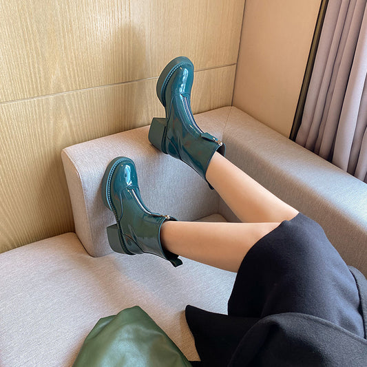 レディース アンクルブーツ プラットフォーム 厚手 ハイヒール