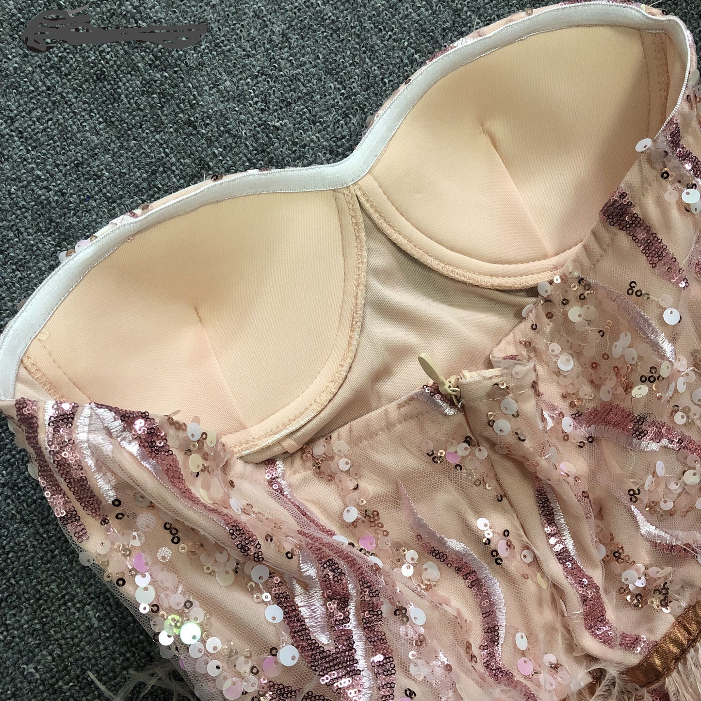 Pink Feather Bodycon Cute Strapless Dress Evening Party