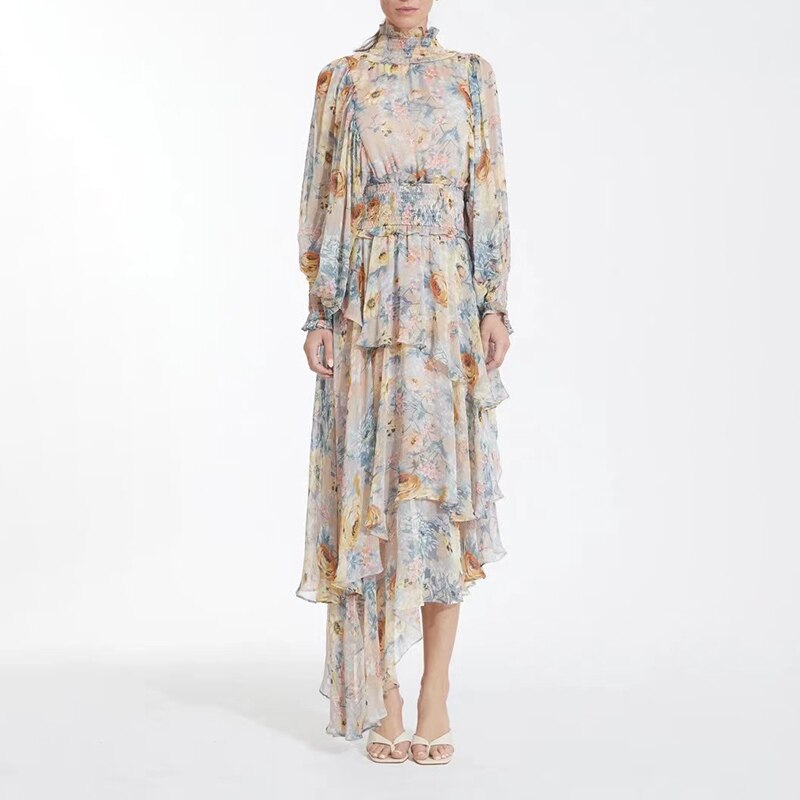 プルオーバープリント ヴィンテージドレス レディース ミッドドレス