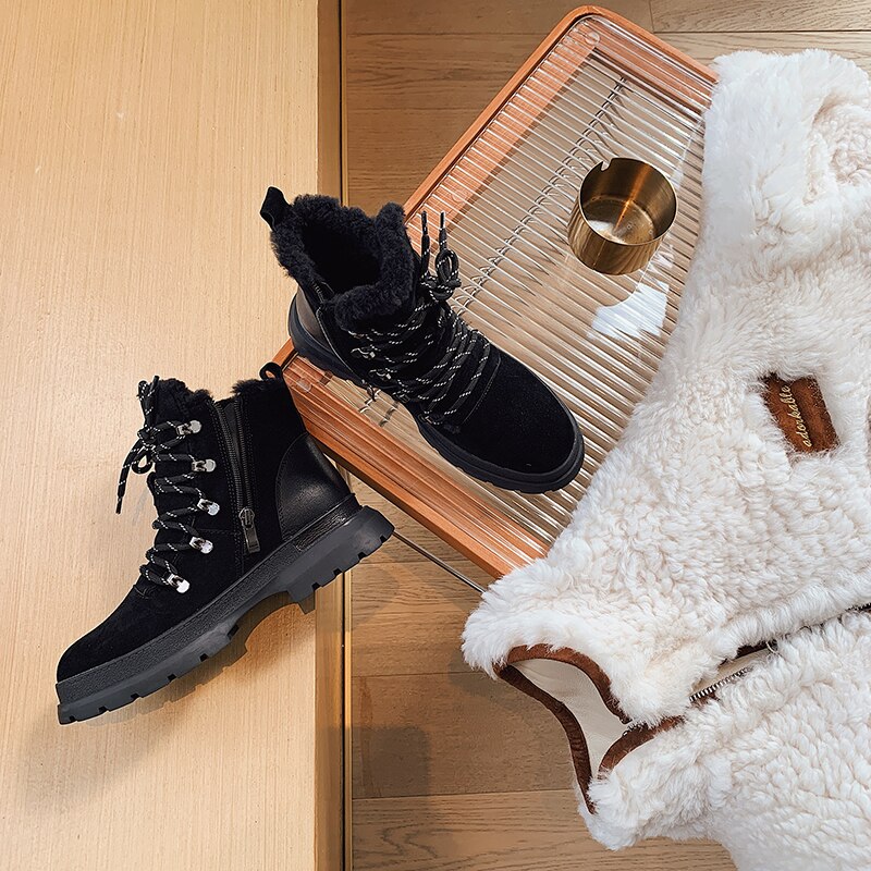 Women's Round Head Thick Heel Short Snow Boots