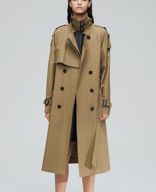 double breasted long outerwear for lady overcoat