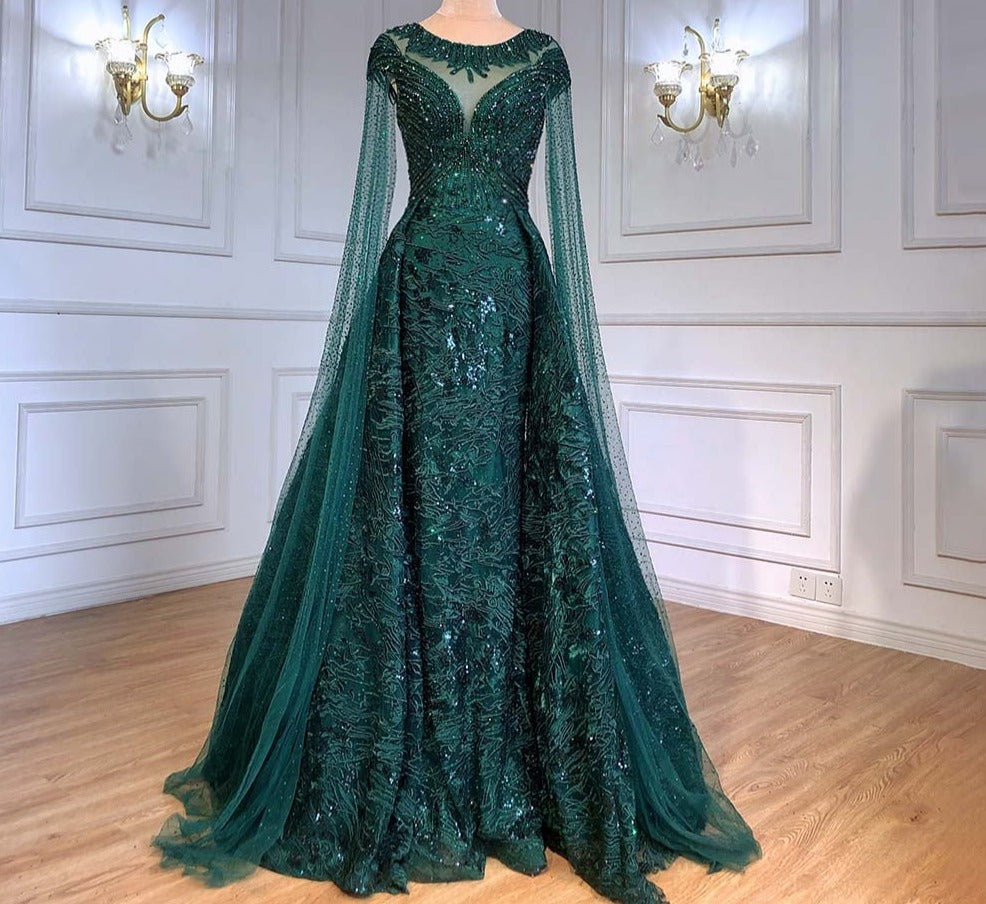 Cape Sleeves Mermaid Evening Gowns Elegant For Woman Party
