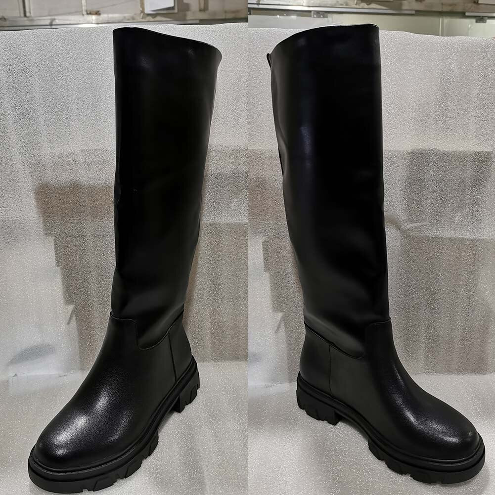 INS ホットチャンキーヒール ラウンドトゥ レディース クール 厚底ブーツ