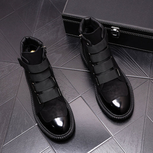 メンズ高級ファッション暖かいファースノーブーツ