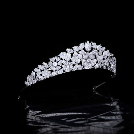 Bridal Zircon Wedding Crown Tiaras Floral Hairband
