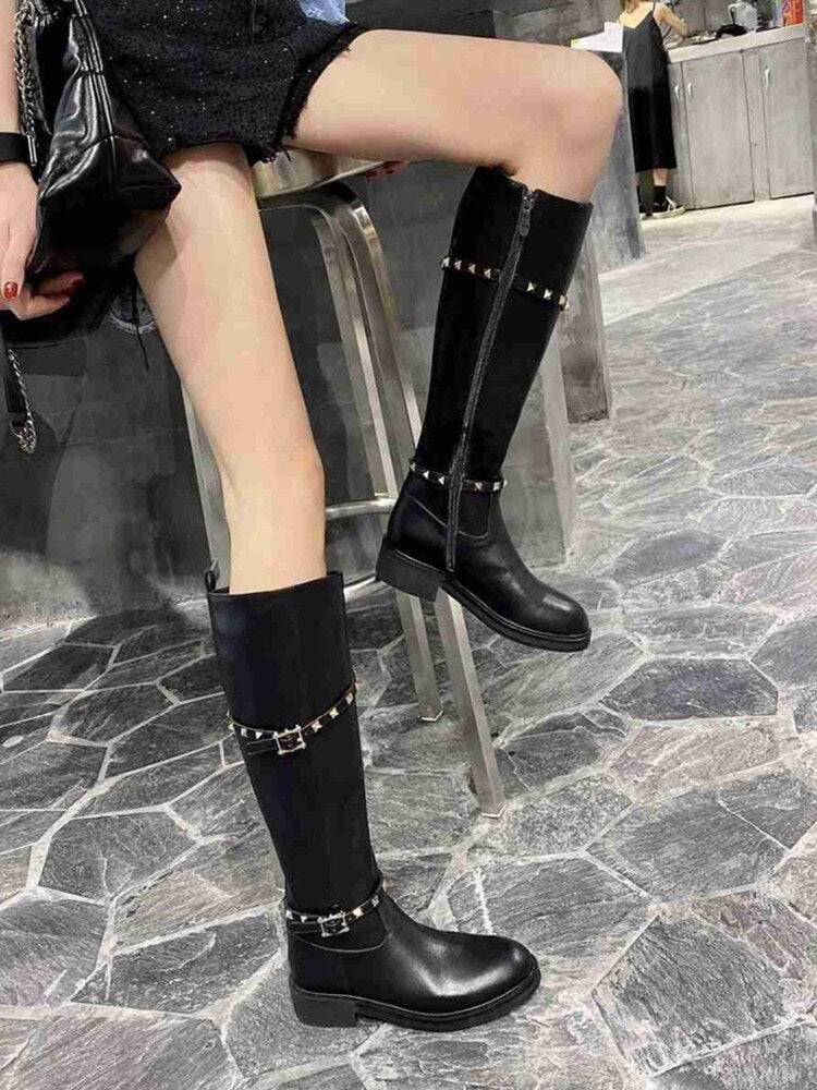 Female Knee High Long Short Black Boots