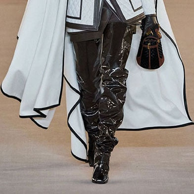 Women's heels nude shiny leather over the Knee Boots