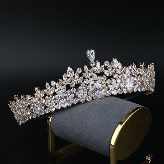 ゴールド シルバーカラー ブライダル ティアラ ウェディング クラウン ヘアアクセサリー