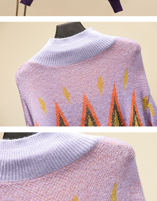 Top Retro Turtleneck Sweater Women