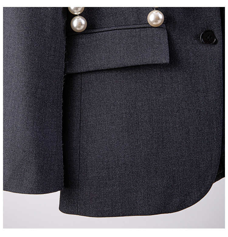 Pearl Grey Medium Length Slim Blazer Coat