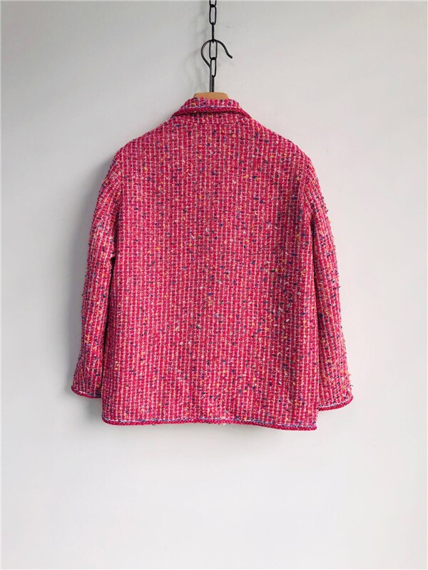 retro fashion Rose tweed profile lapel pocket jackets