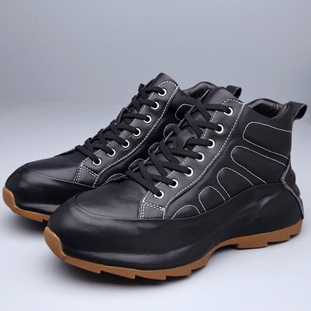 メンズ ラウンドトゥ 本革 プラットフォーム ホワイト シューズ