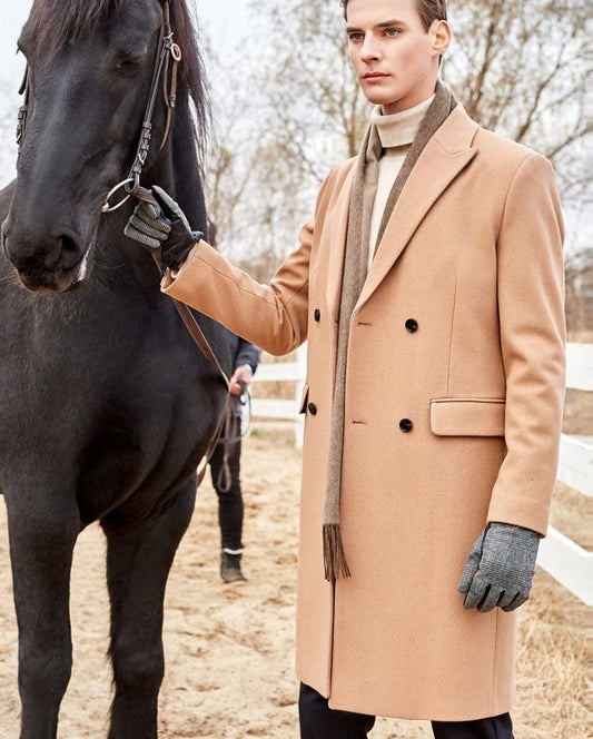 Vintage Woolen Blended Outwear Double-breasted Wool Coat