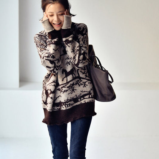 soft flapped turtleneck warm sweater for women winter