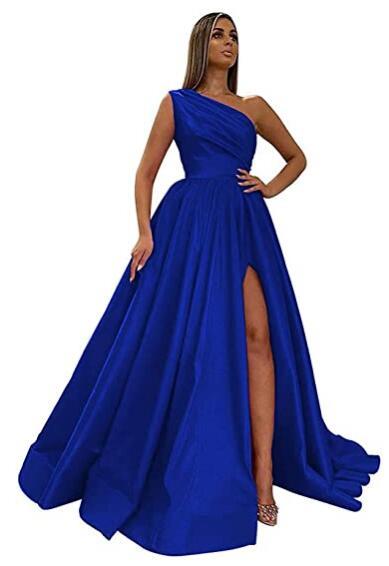 Festival Red A Line Long Prom Dresses Side Split