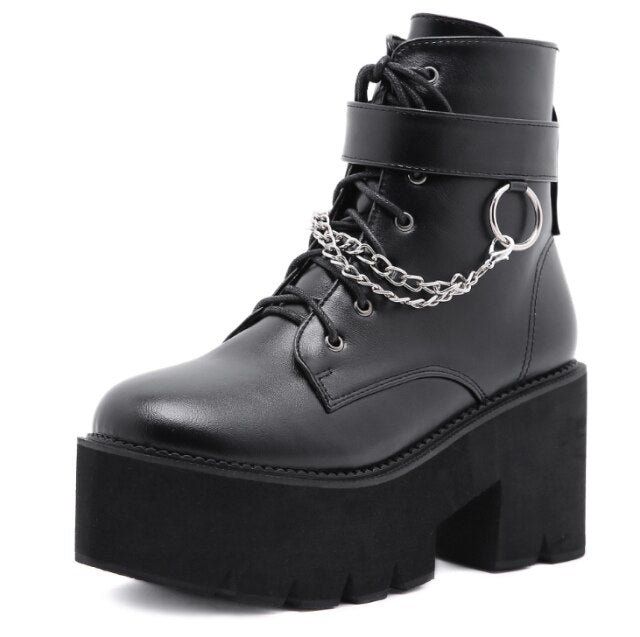 New Fashion Martin Boots Women Platform Shoes Rivet Belt