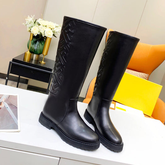 女性用ローマ本革ニーハイブーツ