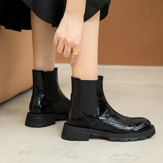 女性用フラットアンクルブーツ