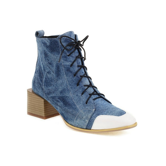 シックなスクエアブロックヒールブーティレディースビッグプラス