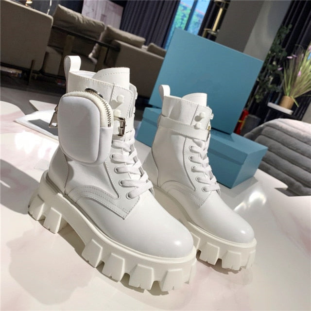 women's short boots round toe increased thick-soled